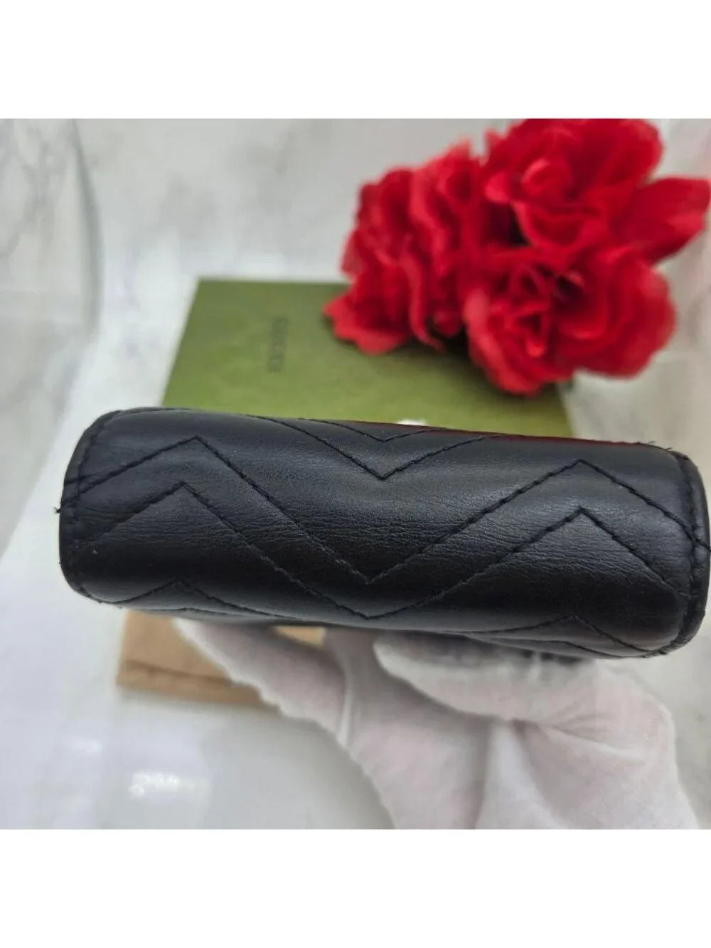 Gucci Fold Wallet GG Marmont Quilted Black